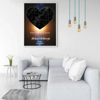 Personalizuotas žvaigždžių žemėlapis, plakatas su rėmeliu  Poster -  dovanokis.lt