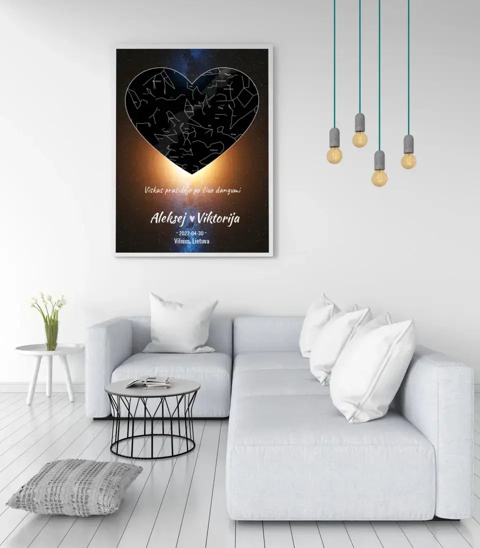 Personalizuotas žvaigždžių žemėlapis, plakatas su rėmeliu  Poster -  dovanokis.lt