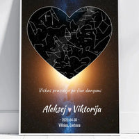 Personalizuotas žvaigždžių žemėlapis, plakatas su rėmeliu  Poster -  dovanokis.lt