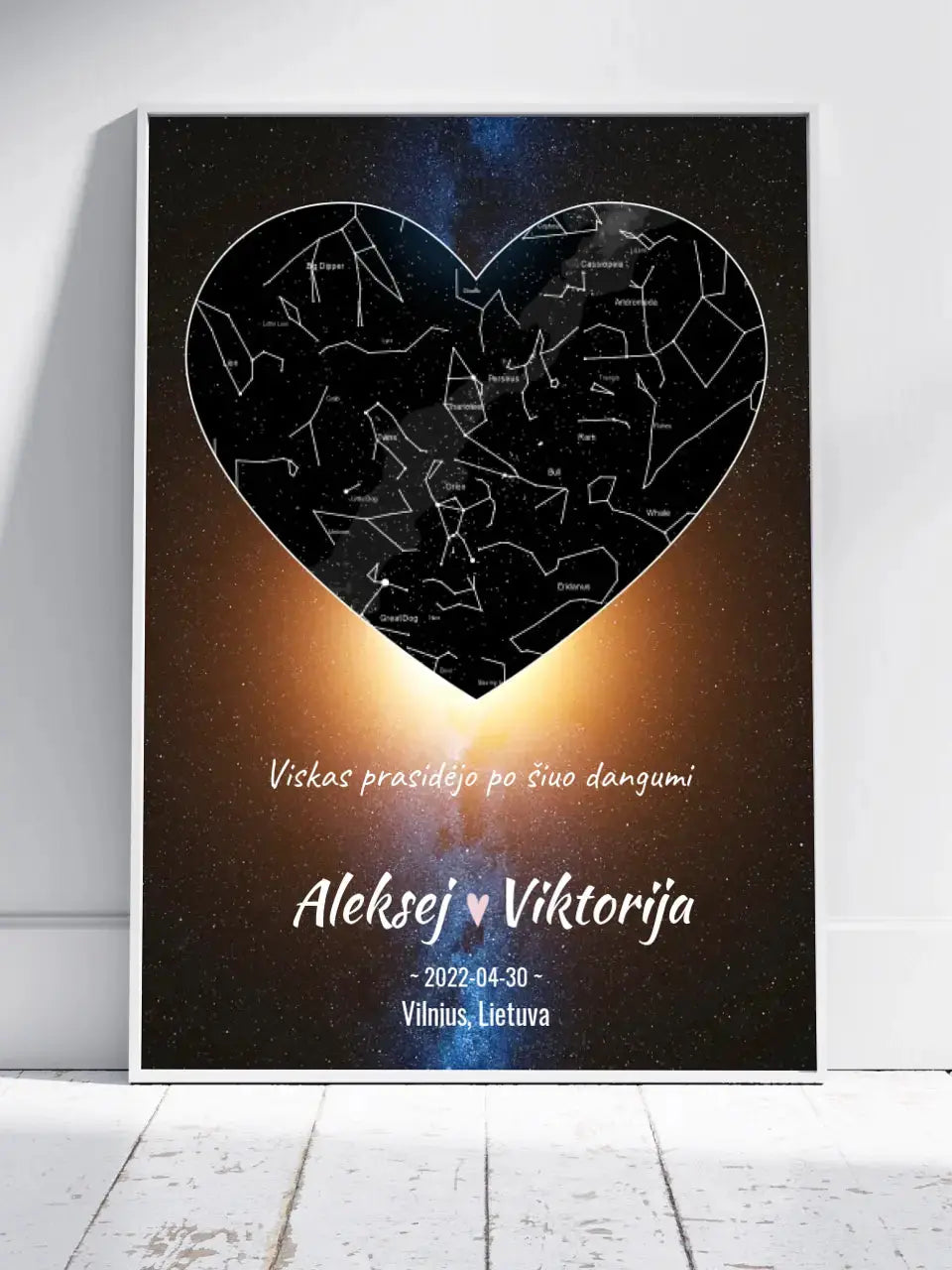 Personalizuotas žvaigždžių žemėlapis, plakatas su rėmeliu  Poster -  dovanokis.lt