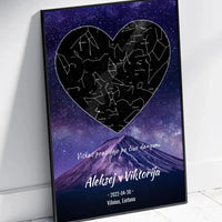 Personalizuotas žvaigždžių žemėlapis, plakatas su rėmeliu  Poster -  dovanokis.lt