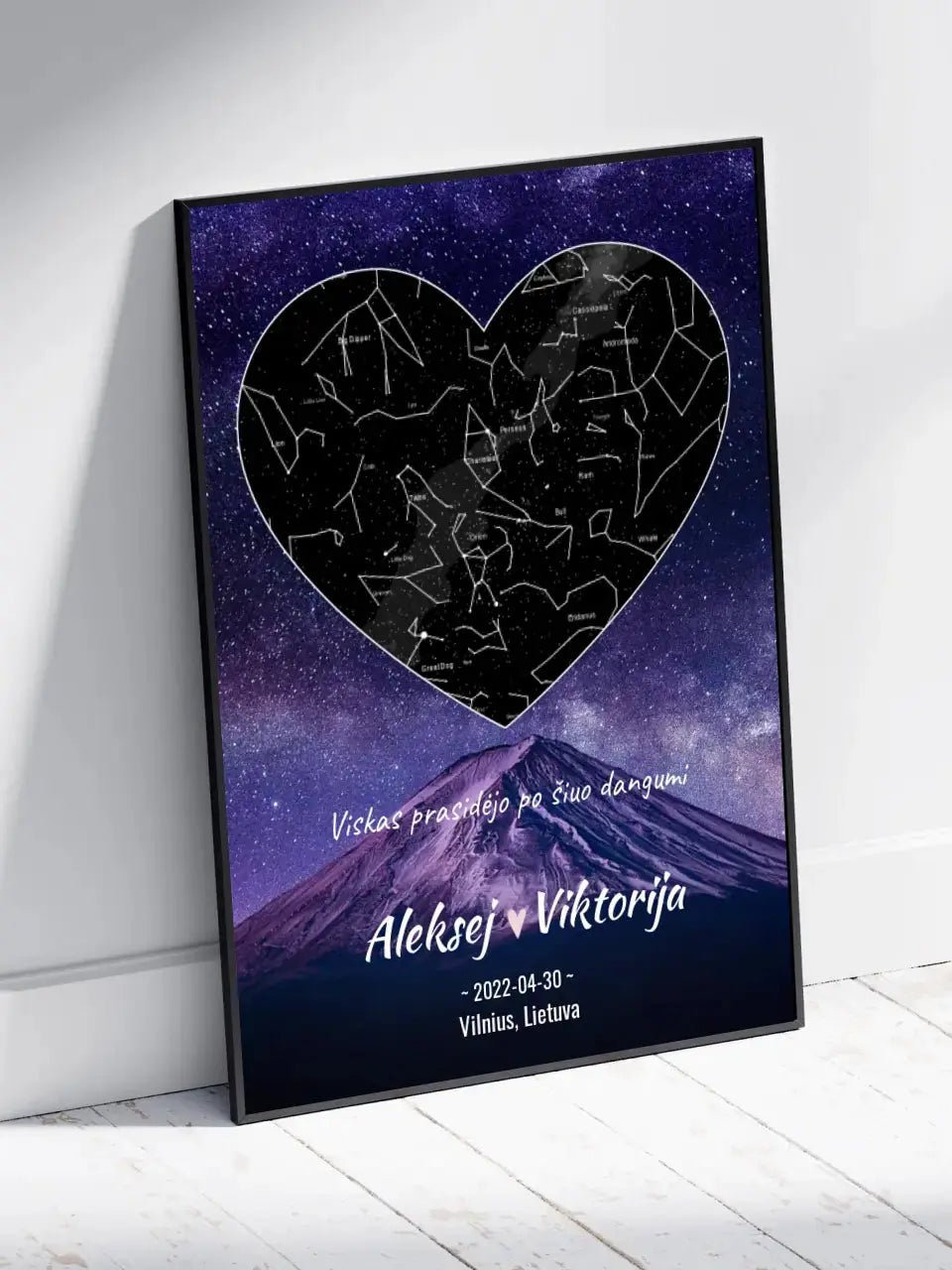 Personalizuotas žvaigždžių žemėlapis, plakatas su rėmeliu  Poster -  dovanokis.lt