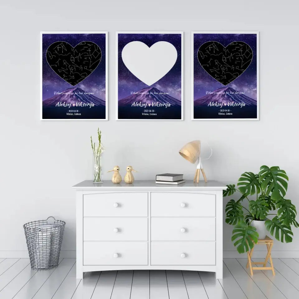 Personalizuotas žvaigždžių žemėlapis, plakatas su rėmeliu  Poster -  dovanokis.lt