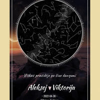 Personalizuotas žvaigždžių žemėlapis, plakatas su rėmeliu  Poster -  dovanokis.lt