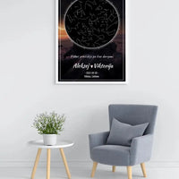 Personalizuotas žvaigždžių žemėlapis, plakatas su rėmeliu  Poster -  dovanokis.lt