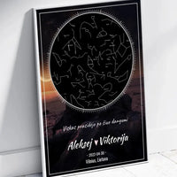 Personalizuotas žvaigždžių žemėlapis, plakatas su rėmeliu  Poster -  dovanokis.lt