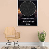 Personalizuotas žvaigždžių žemėlapis, plakatas su rėmeliu  Poster -  dovanokis.lt