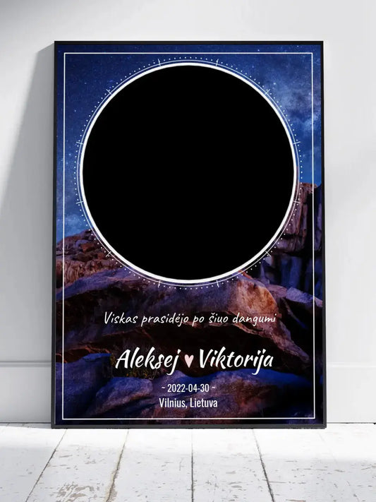 Personalizuotas žvaigždžių žemėlapis, plakatas su rėmeliu  Poster -  dovanokis.lt
