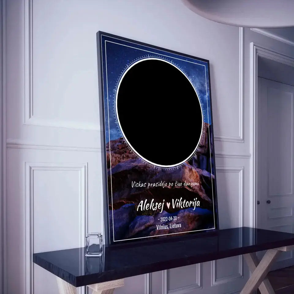 Personalizuotas žvaigždžių žemėlapis, plakatas su rėmeliu  Poster -  dovanokis.lt