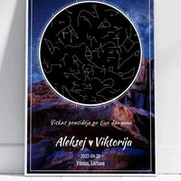 Personalizuotas žvaigždžių žemėlapis, plakatas su rėmeliu  Poster -  dovanokis.lt