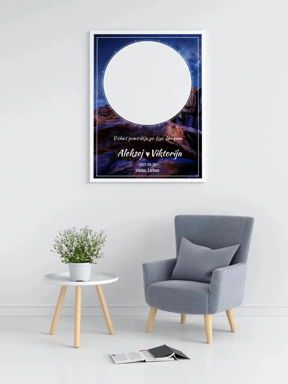 Personalizuotas žvaigždžių žemėlapis, plakatas su rėmeliu  Poster -  dovanokis.lt