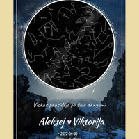 Personalizuotas žvaigždžių žemėlapis, plakatas su rėmeliu  Poster -  dovanokis.lt