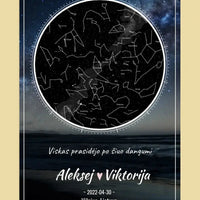 Personalizuotas žvaigždžių žemėlapis, plakatas su rėmeliu  Poster -  dovanokis.lt