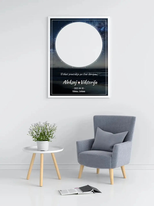 Personalizuotas žvaigždžių žemėlapis, plakatas su rėmeliu  Poster -  dovanokis.lt