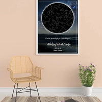 Personalizuotas žvaigždžių žemėlapis, plakatas su rėmeliu  Poster -  dovanokis.lt