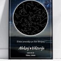 Personalizuotas žvaigždžių žemėlapis, plakatas su rėmeliu  Poster -  dovanokis.lt