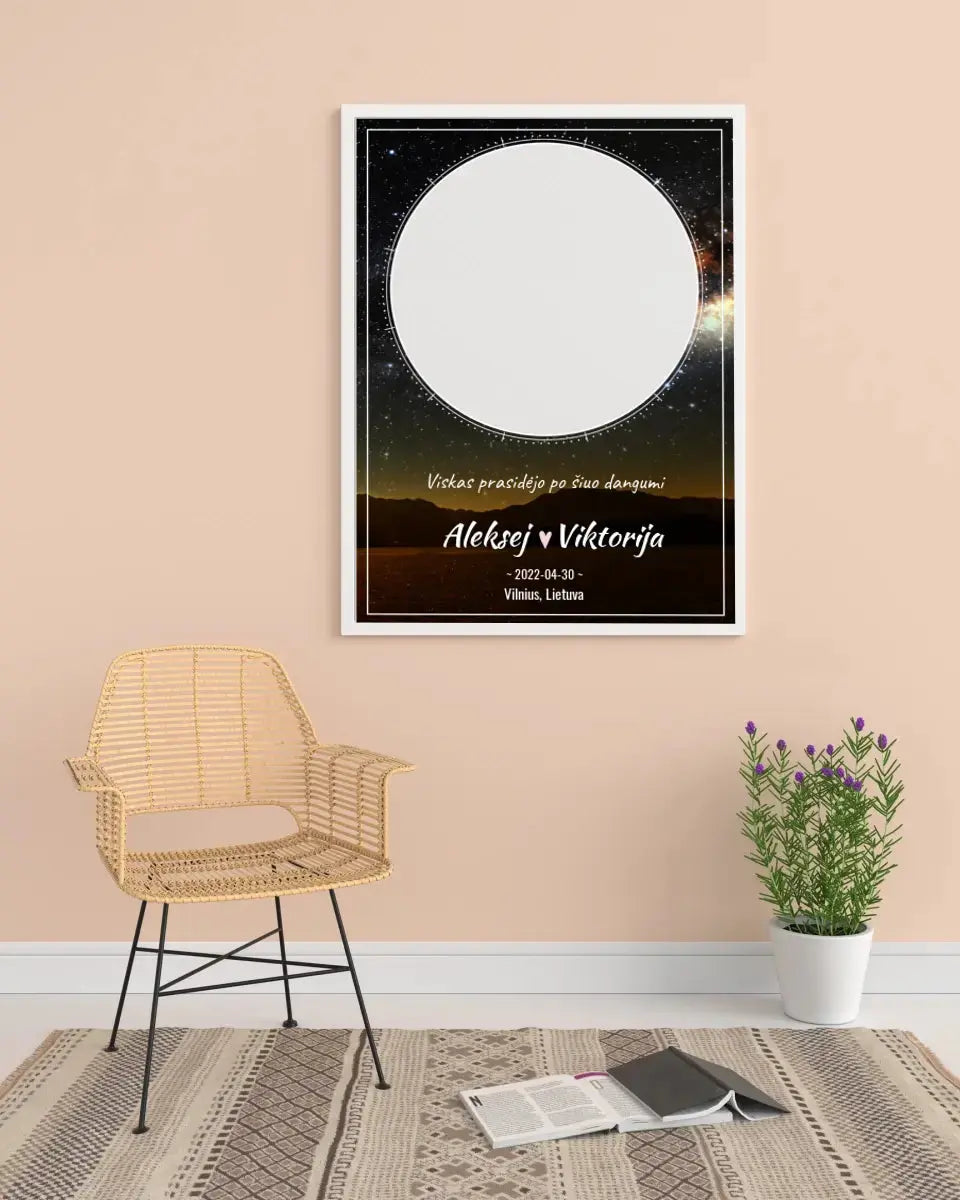 Personalizuotas žvaigždžių žemėlapis, plakatas su rėmeliu  Poster -  dovanokis.lt