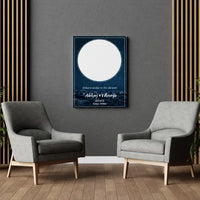 Personalizuotas žvaigždžių žemėlapis su mėlynu fonu ant drobės  Drobe -  dovanokis.lt