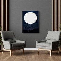 Personalizuotas žvaigždžių žemėlapis su fonu ir tekstu ant drobės  Drobe -  dovanokis.lt