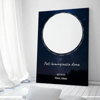 Personalizuotas žvaigždžių žemėlapis su fonu ir tekstu ant drobės  Drobe -  dovanokis.lt