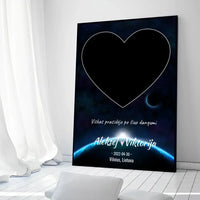 Personalizuotas žvaigždžių žemėlapis su fonu ir tekstu ant drobės  Drobe -  dovanokis.lt