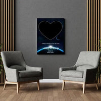 Personalizuotas žvaigždžių žemėlapis su fonu ir tekstu ant drobės  Drobe -  dovanokis.lt