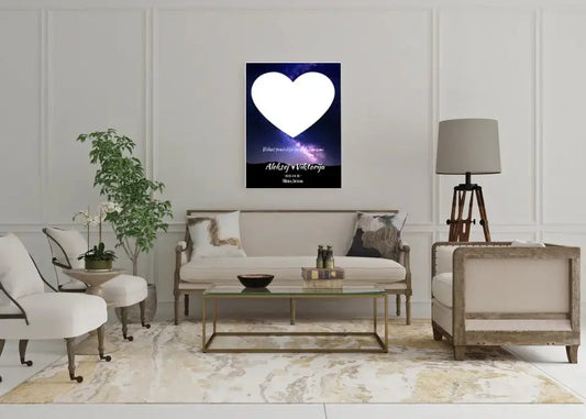 Personalizuotas žvaigždžių žemėlapis su fonu ir tekstu ant drobės  Drobe -  dovanokis.lt