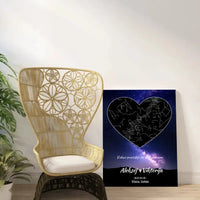 Personalizuotas žvaigždžių žemėlapis su fonu ir tekstu ant drobės  Drobe -  dovanokis.lt