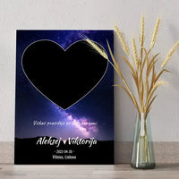 Personalizuotas žvaigždžių žemėlapis su fonu ir tekstu ant drobės  Drobe -  dovanokis.lt