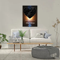 Personalizuotas žvaigždžių žemėlapis su fonu ir tekstu ant drobės  Drobe -  dovanokis.lt