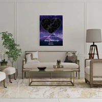 Personalizuotas žvaigždžių žemėlapis su fonu ir tekstu ant drobės  Drobe -  dovanokis.lt