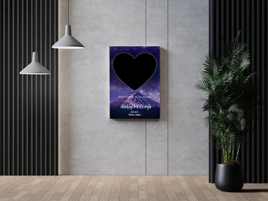 Personalizuotas žvaigždžių žemėlapis su fonu ir tekstu ant drobės  Drobe -  dovanokis.lt