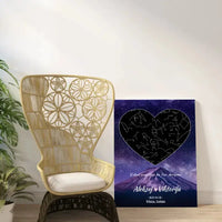 Personalizuotas žvaigždžių žemėlapis su fonu ir tekstu ant drobės  Drobe -  dovanokis.lt