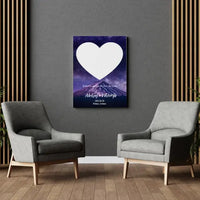 Personalizuotas žvaigždžių žemėlapis su fonu ir tekstu ant drobės  Drobe -  dovanokis.lt