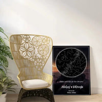 Personalizuotas žvaigždžių žemėlapis su fonu ant drobės  Drobe -  dovanokis.lt