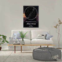 Personalizuotas žvaigždžių žemėlapis su fonu ant drobės  Drobe -  dovanokis.lt