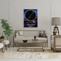 Personalizuotas žvaigždžių žemėlapis su fonu ant drobės  Drobe -  dovanokis.lt