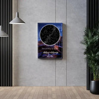 Personalizuotas žvaigždžių žemėlapis su fonu ant drobės  Drobe -  dovanokis.lt