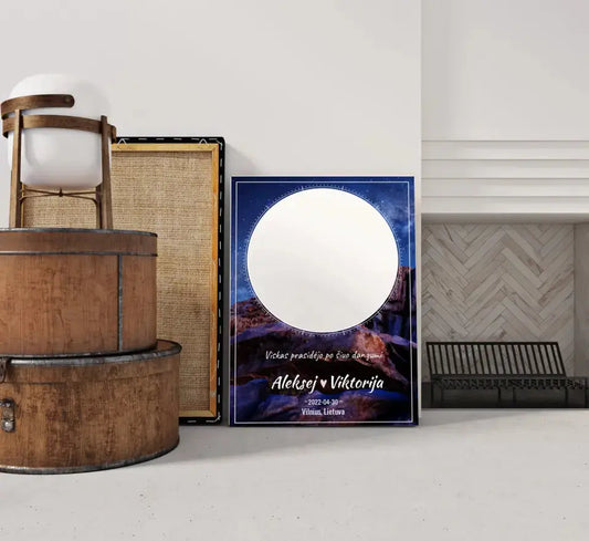 Personalizuotas žvaigždžių žemėlapis su fonu ant drobės  Drobe -  dovanokis.lt