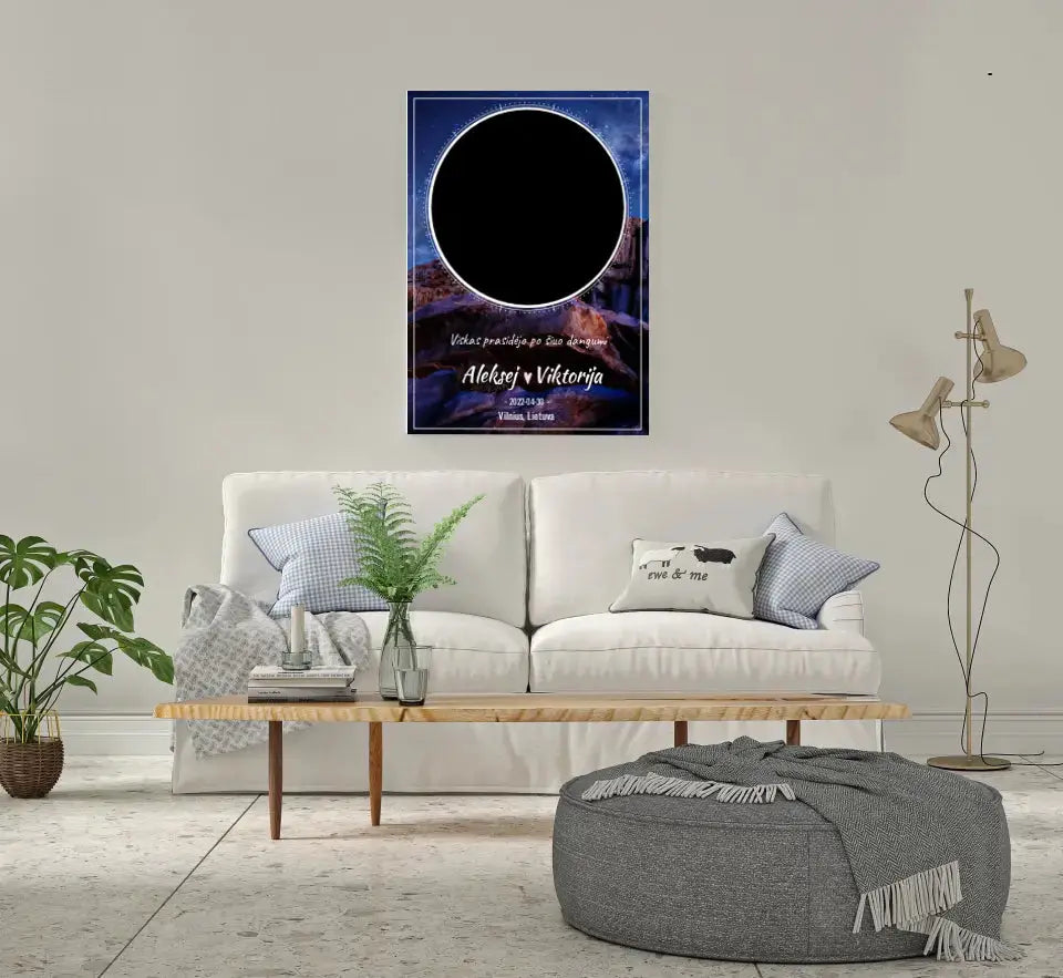 Personalizuotas žvaigždžių žemėlapis su fonu ant drobės  Drobe -  dovanokis.lt