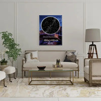 Personalizuotas žvaigždžių žemėlapis su fonu ant drobės  Drobe -  dovanokis.lt