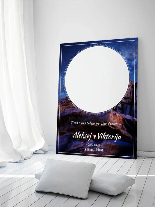 Personalizuotas žvaigždžių žemėlapis su fonu ant drobės  Drobe -  dovanokis.lt