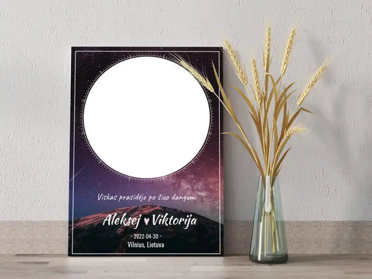 Personalizuotas žvaigždžių žemėlapis su fonu ant drobės  Drobe -  dovanokis.lt