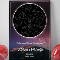 Personalizuotas žvaigždžių žemėlapis su fonu ant drobės  Drobe -  dovanokis.lt