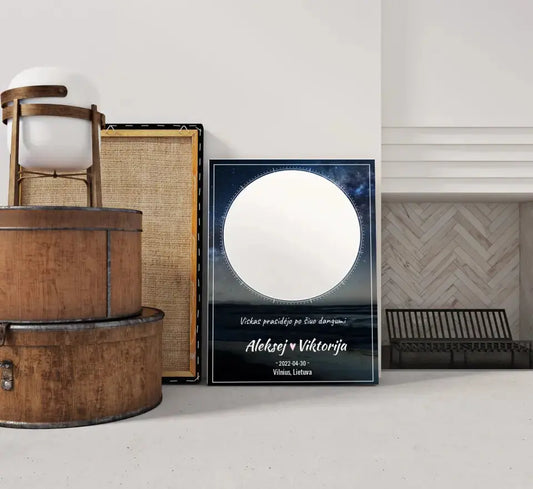 Personalizuotas žvaigždžių žemėlapis su fonu ant drobės  Drobe -  dovanokis.lt