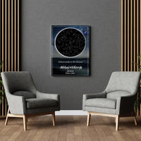 Personalizuotas žvaigždžių žemėlapis su fonu ant drobės  Drobe -  dovanokis.lt