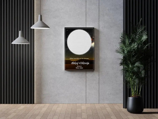 Personalizuotas žvaigždžių žemėlapis su fonu ant drobės  Drobe -  dovanokis.lt