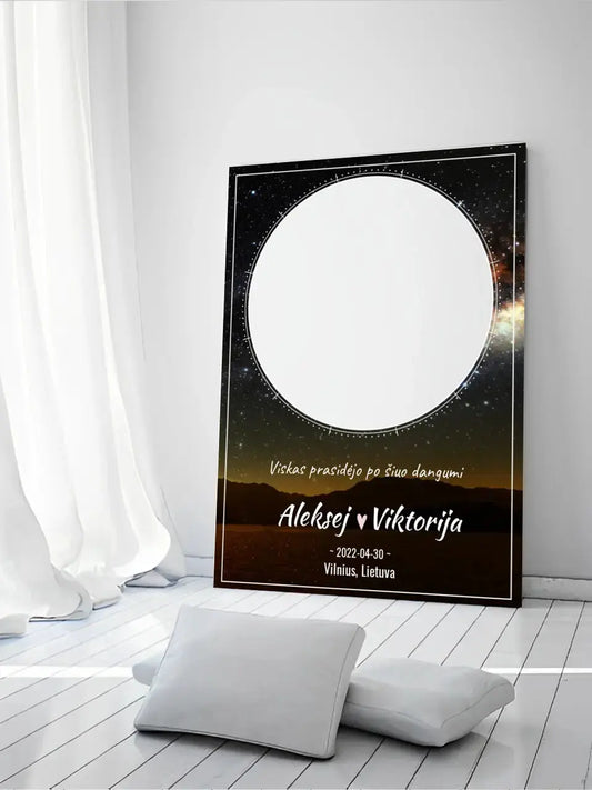 Personalizuotas žvaigždžių žemėlapis su fonu ant drobės  Drobe -  dovanokis.lt