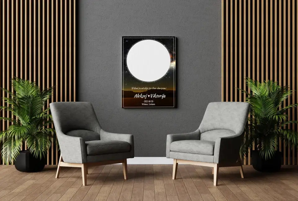 Personalizuotas žvaigždžių žemėlapis su fonu ant drobės  Drobe -  dovanokis.lt