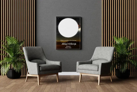 Personalizuotas žvaigždžių žemėlapis su fonu ant drobės  Drobe -  dovanokis.lt